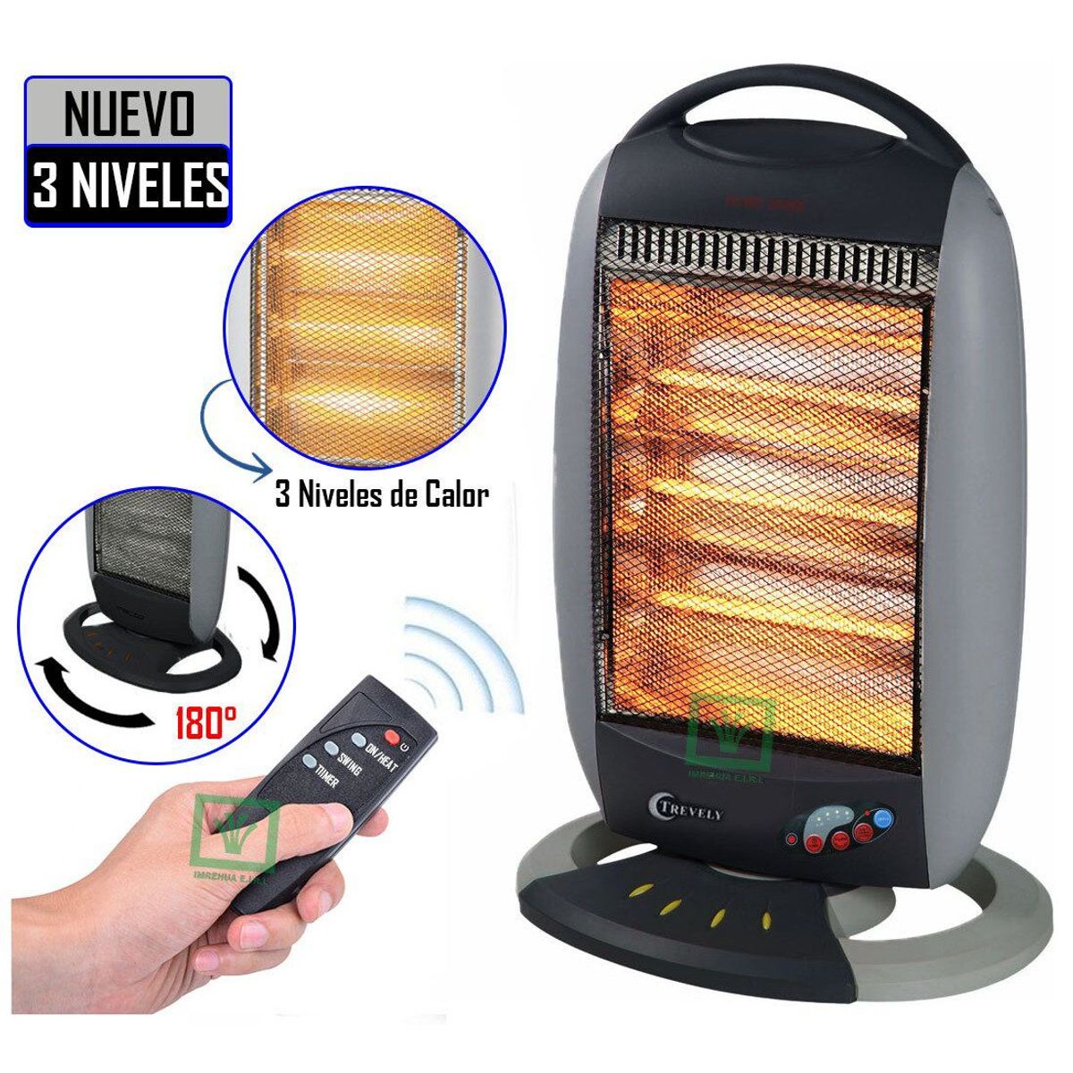 TREVELY - Calefactor Eléctrico Halógeno Control TCH-030