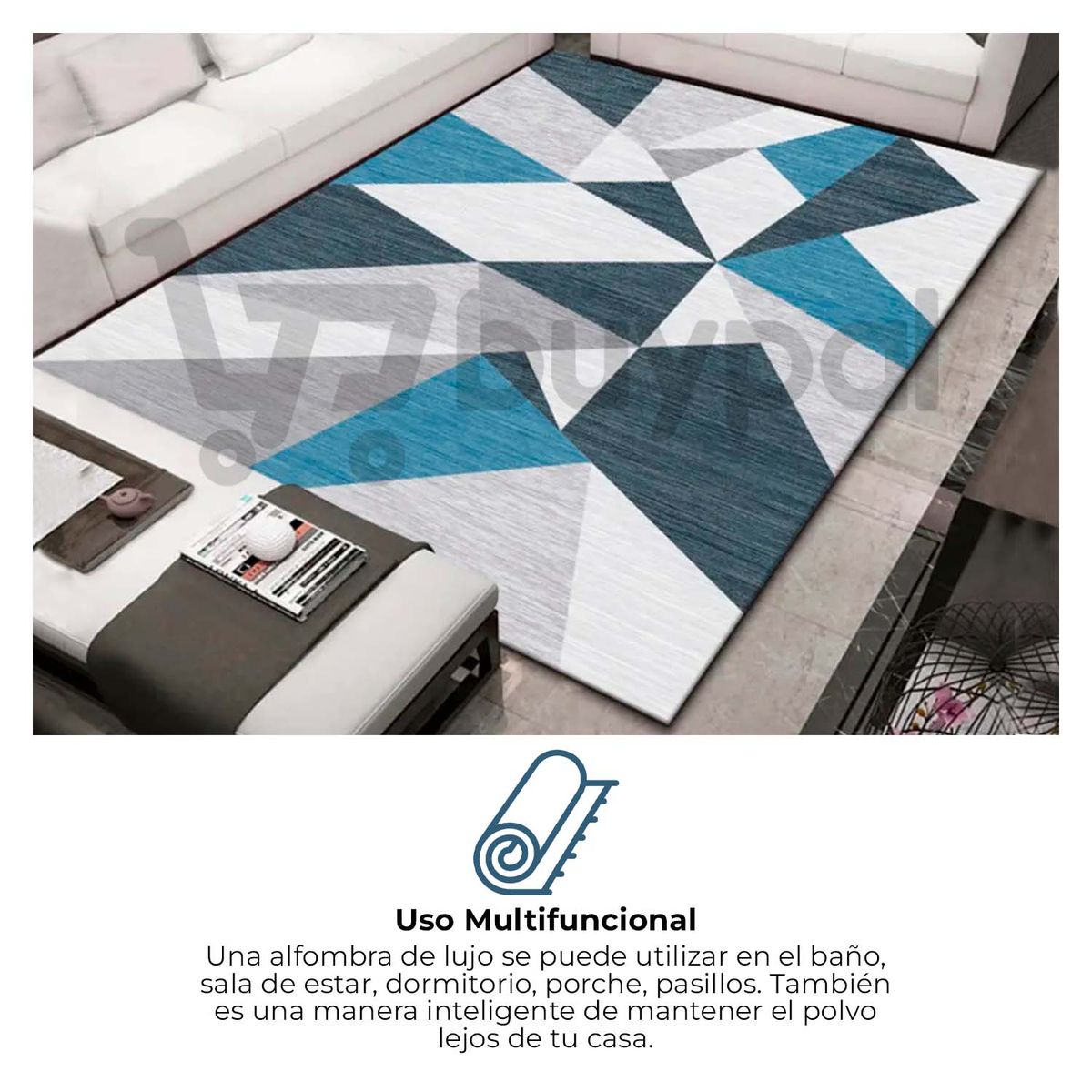 BUYPAL - Alfombra Azul 160x230cm Sala Piso Cuartos