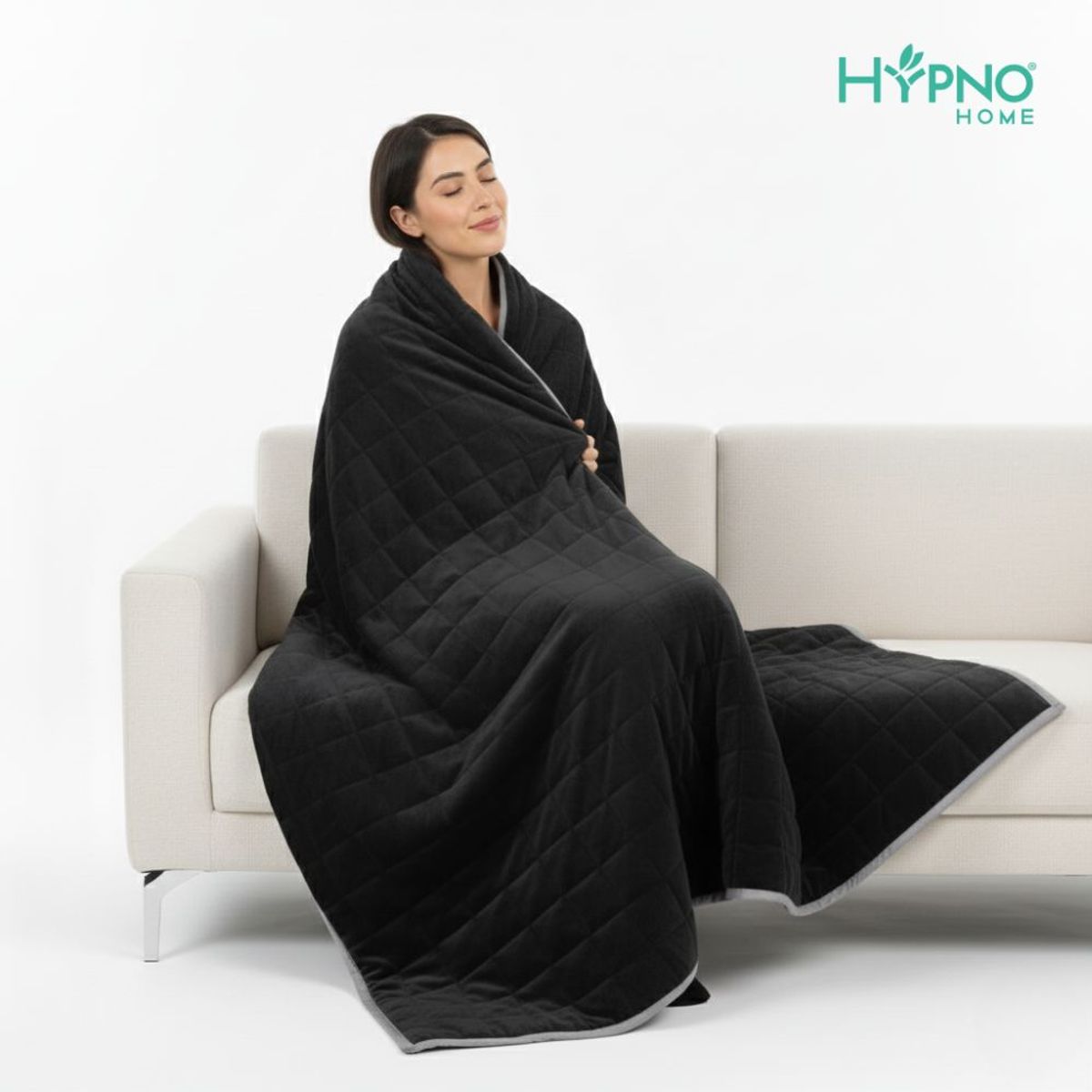 HYPNO HOME - Manta Pesada Antiestrés 6.8 Kg - Negro/Gris