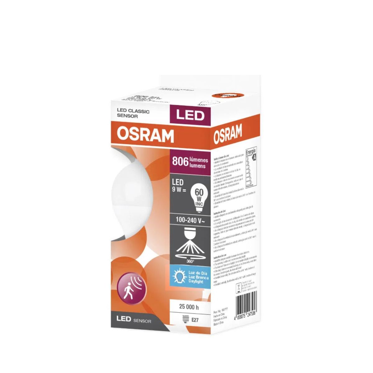 OSRAM - Foco led con sensor de movimiento  9w - luz blanca.
