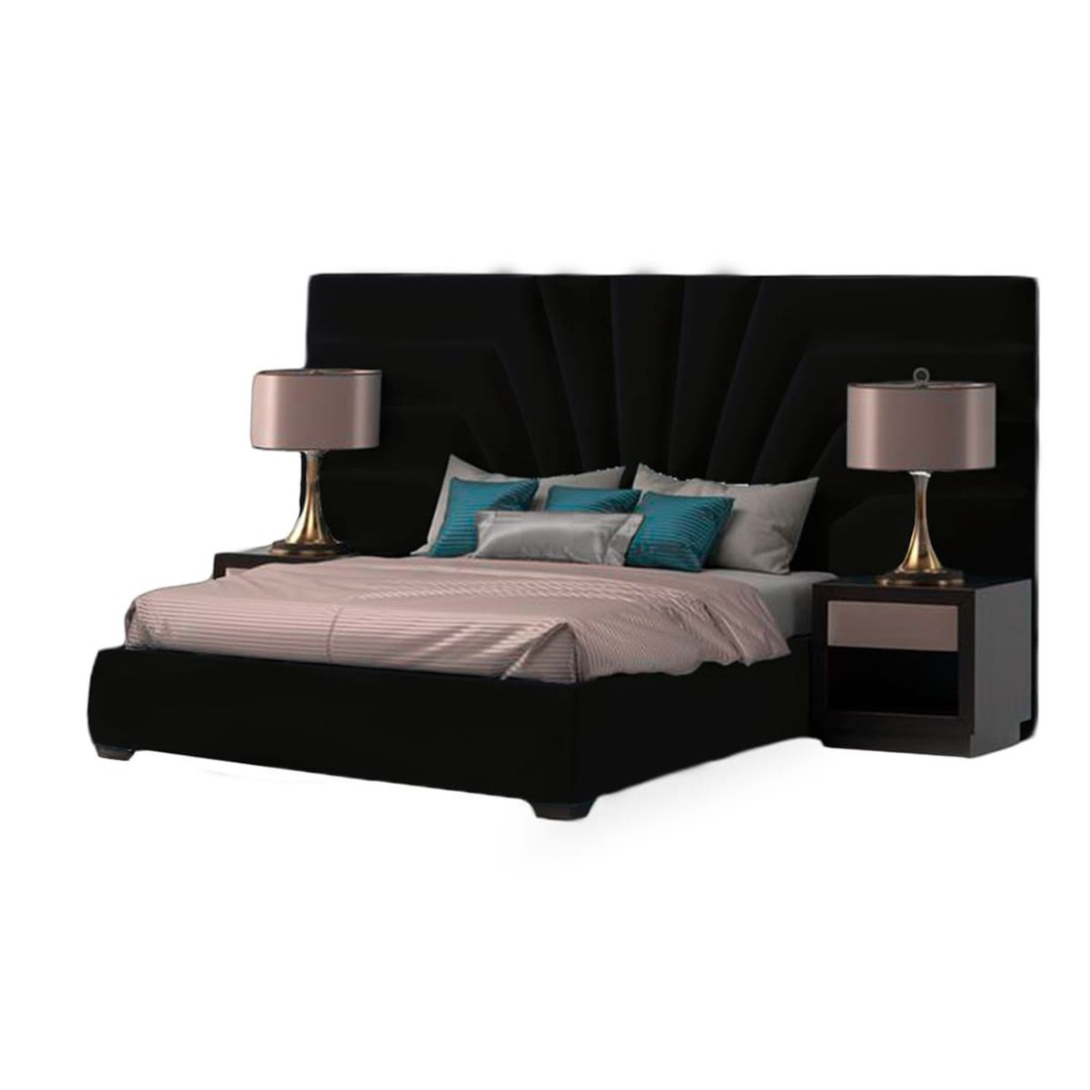 GENERICO - Cama Tapizada Libia 2 Plazas color Chocolate