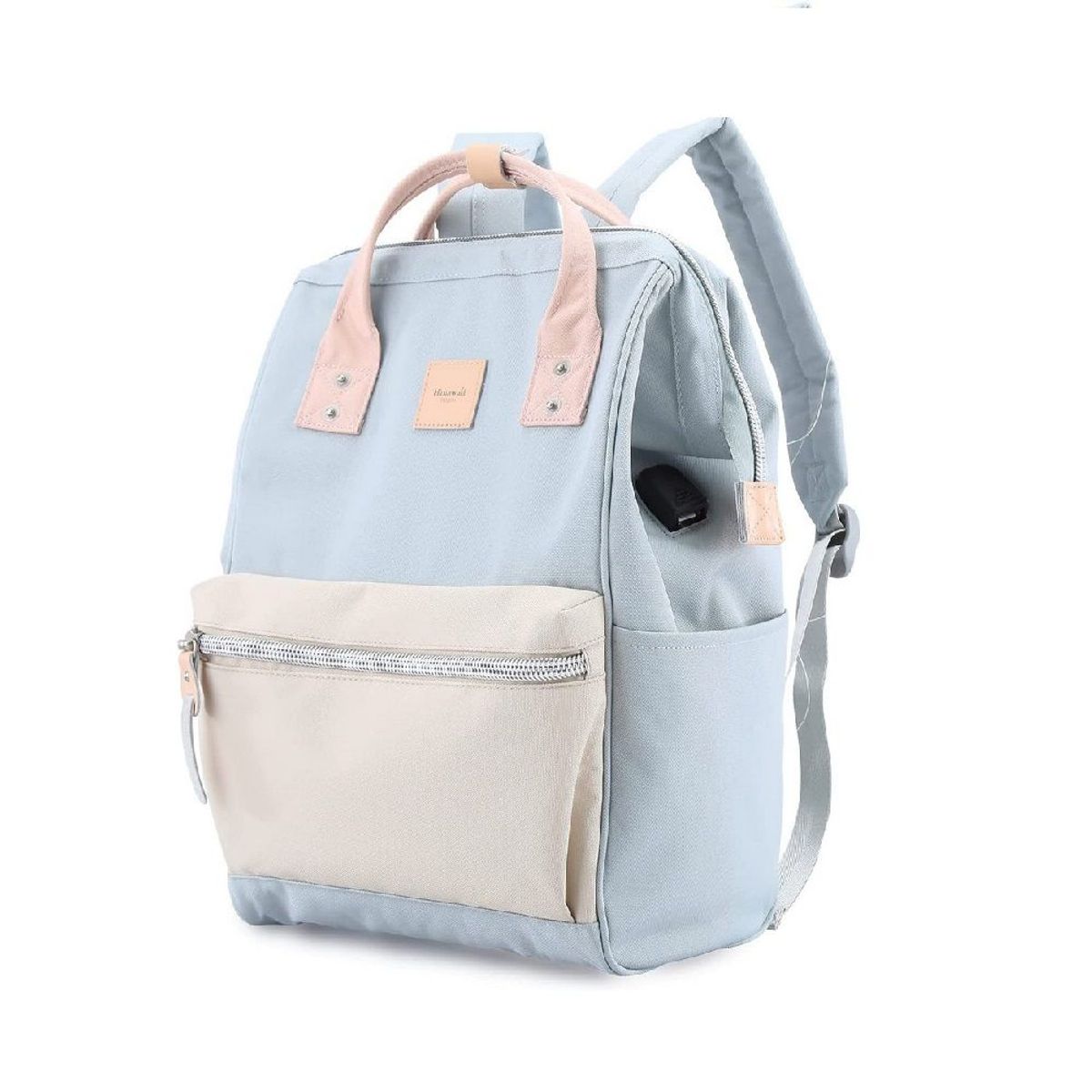 HIMAWARI - Himawari - Mochila escolar o de viaje porta Laptop H1881-2 Celeste y Gris