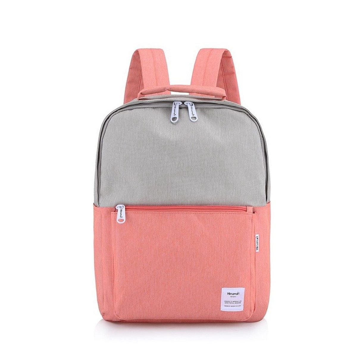 HIMAWARI - Himawari - Mochila escolar o de viaje porta Laptop Gris y Coral