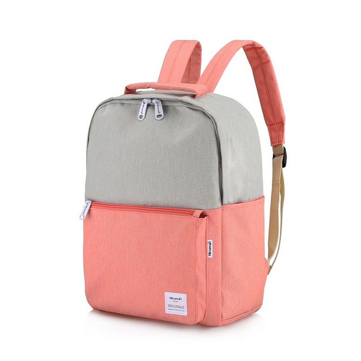 HIMAWARI - Himawari - Mochila escolar o de viaje porta Laptop Gris y Coral