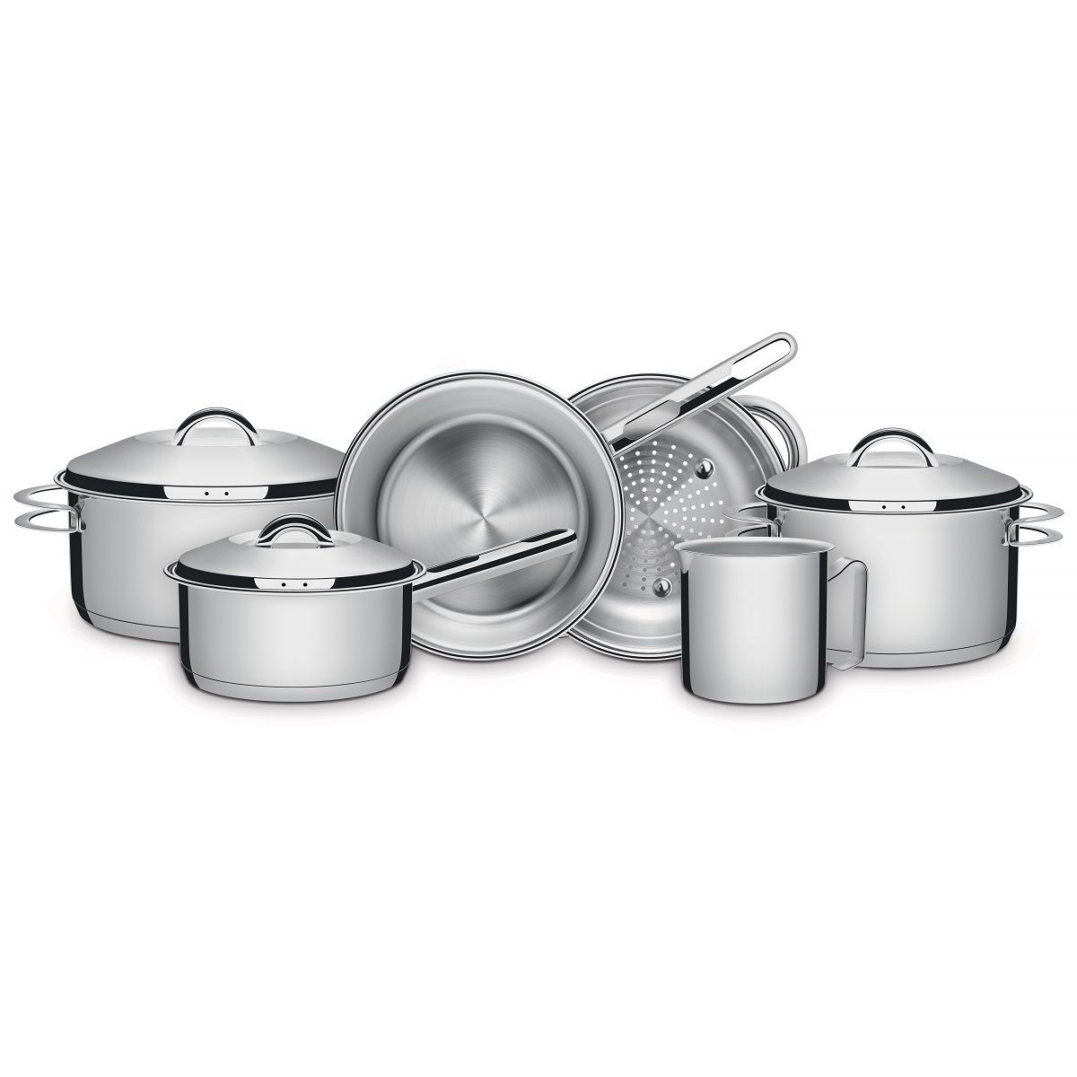 TRAMONTINA - Juego de Ollas 9 Piezas solar Acero Inoxidable 65510/200 Tramontina