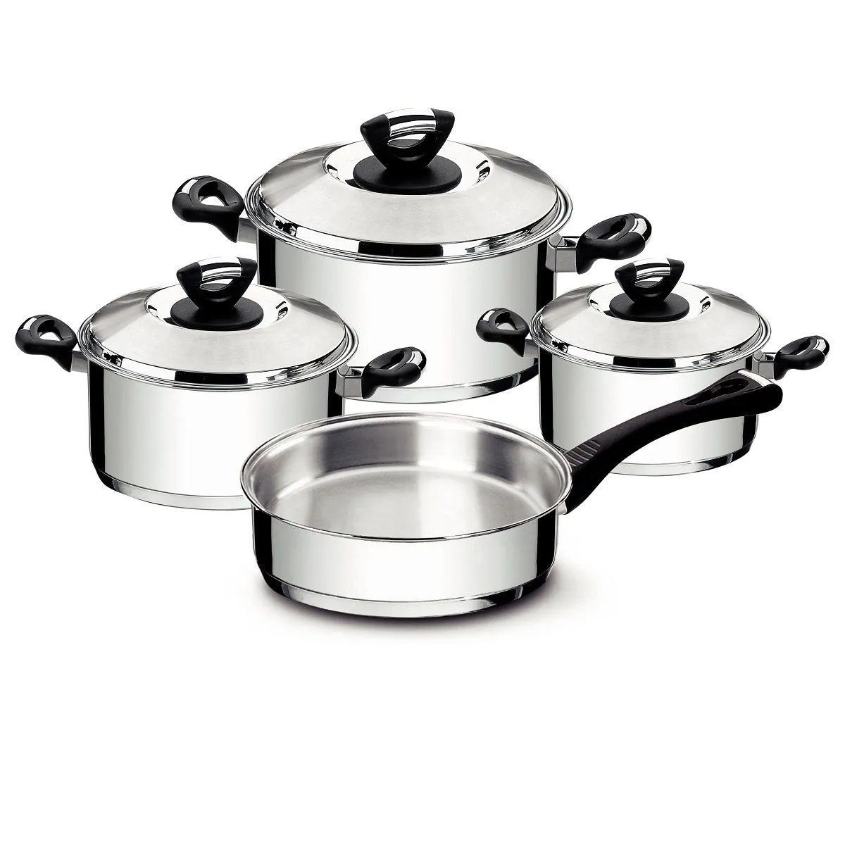 TRAMONTINA - Juego de Ollas 7 Piezas Solar Acero Inoxidable Baquelite 65720/076 Tramontina