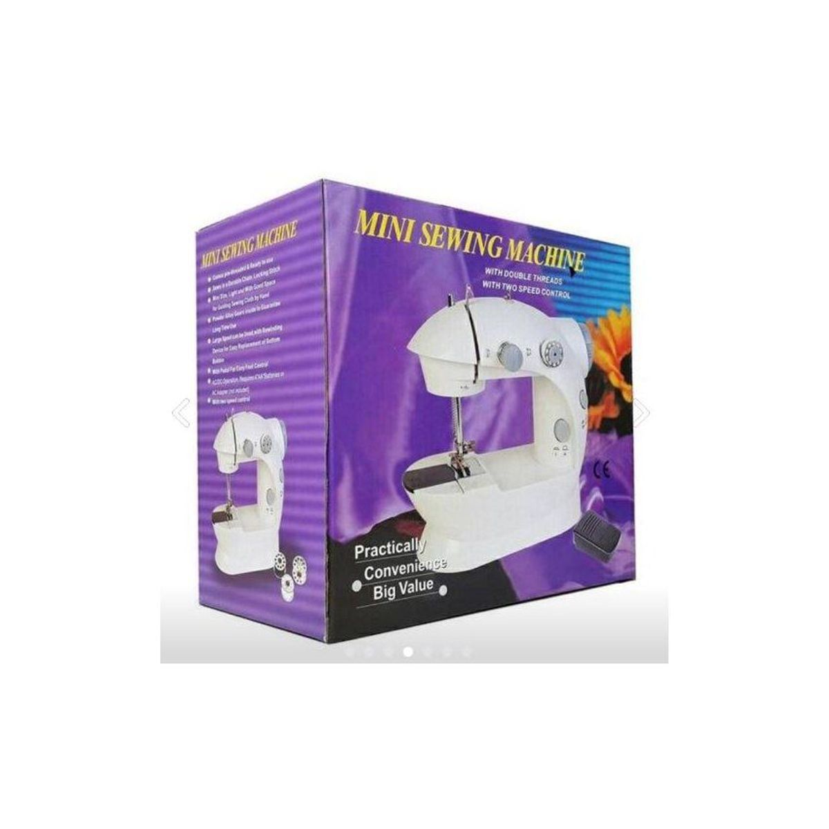 GENERICO - Mini máquina de coser portátil con pedal  -blanco