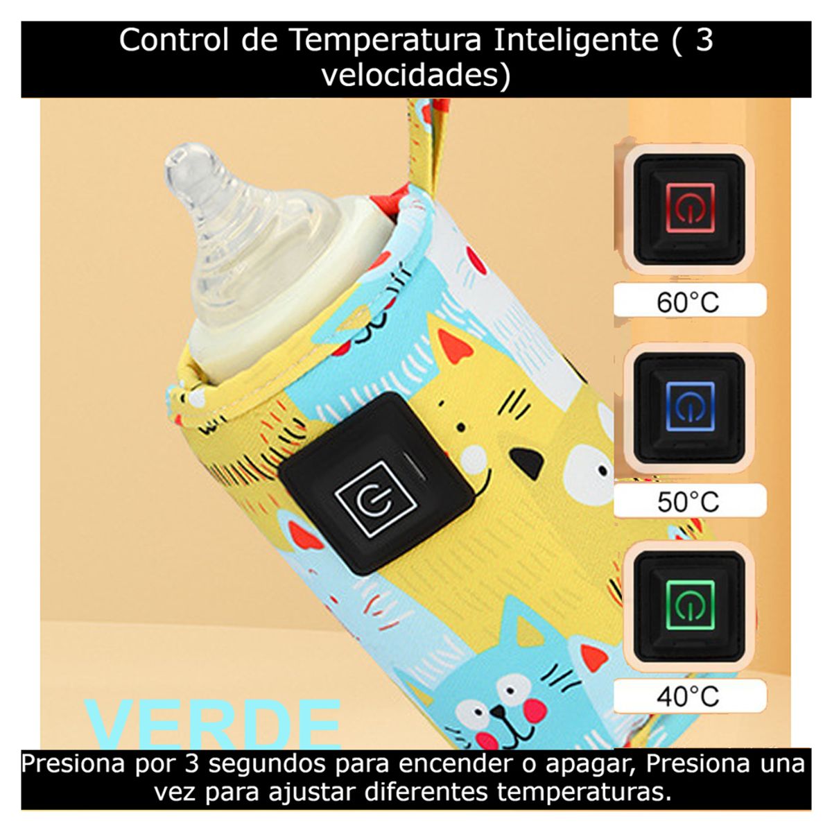 GENERICO - Calentador de biberones usb portatil bebes viajeros verde