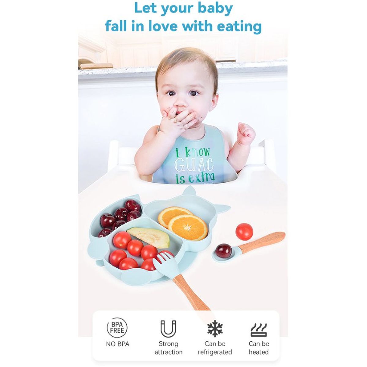 OEM - Platos para bebes - plato de silicona bebe + babero  vaso + cubiertos morado