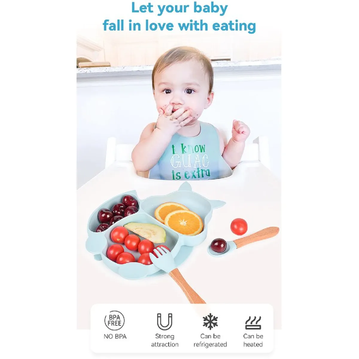 OEM - Platos para bebes  silicona bebe babero vaso cubiertos verde