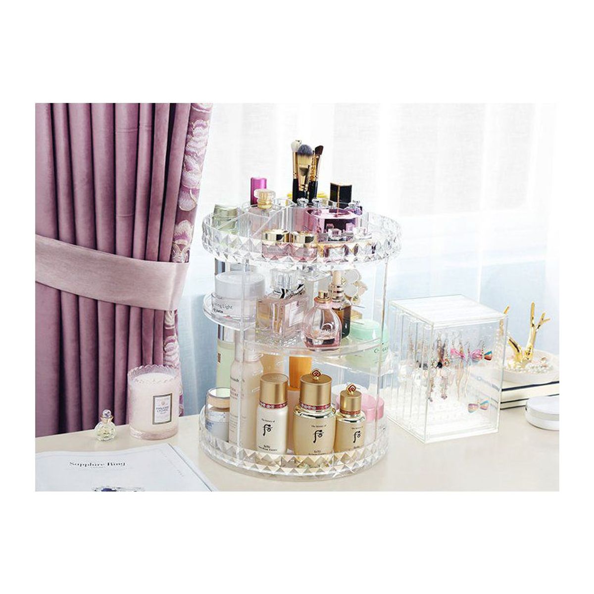 GENERICO - Organizador de maquillaje acrílico giratorio 360 grados