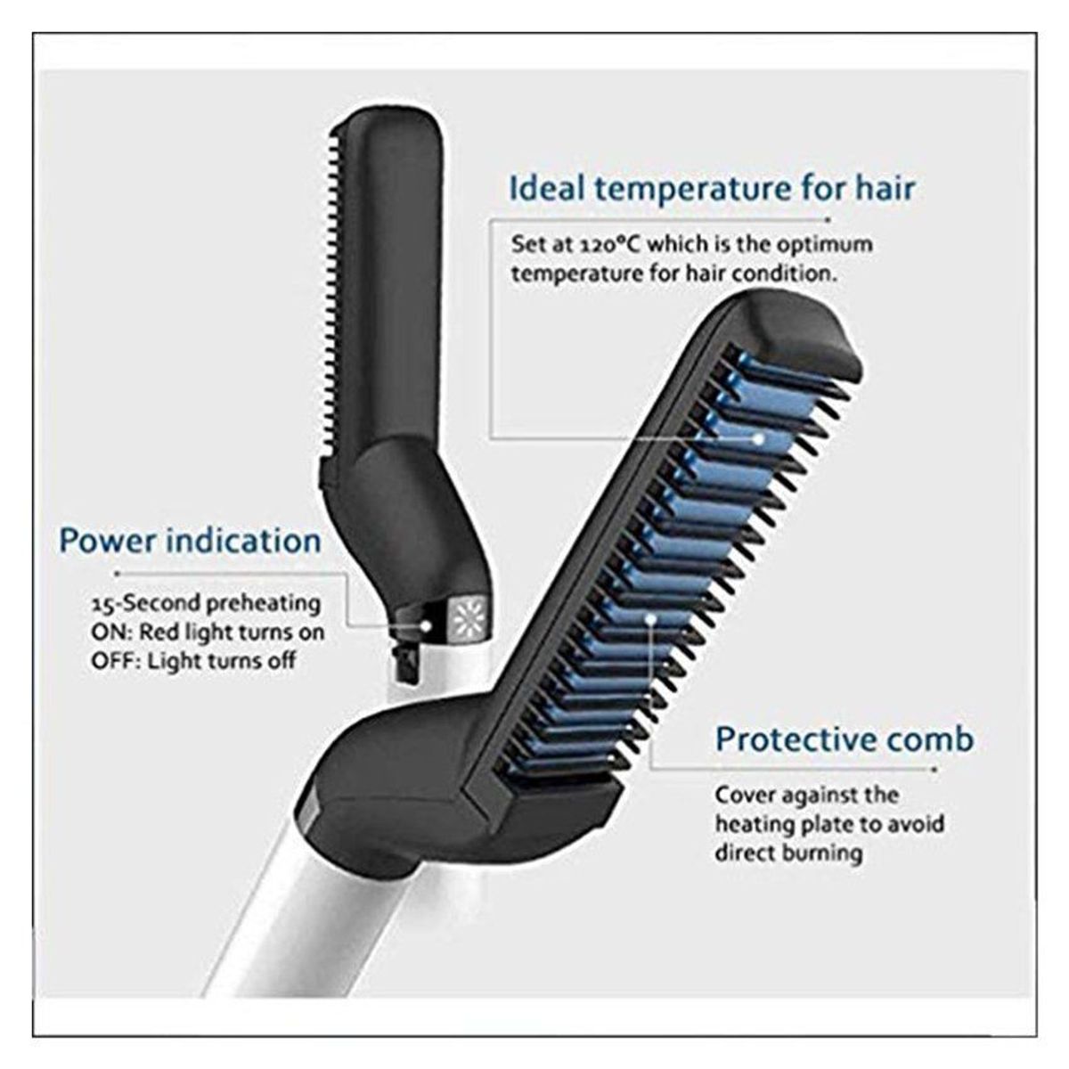 GENERICO - Alisador de barba peine para alisar el cabello hombre