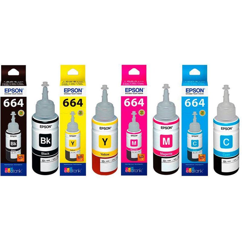 EPSON - Tinta epson 664 t664 l475 l495 l555 l565 l575 l1300 x 4 uni 8P
