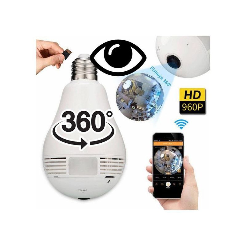 GENERICO - Camara ip wifi foco espia 360°  camara seguridad wifi