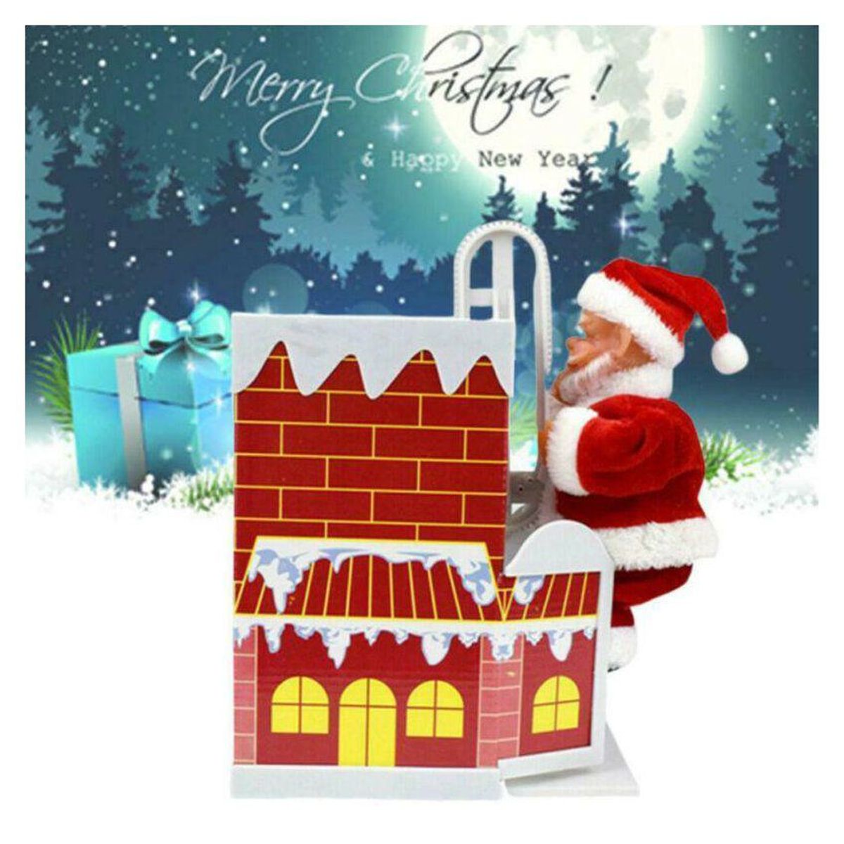 GENERICO - Navidad Papa noel  musical trepando por chimenea