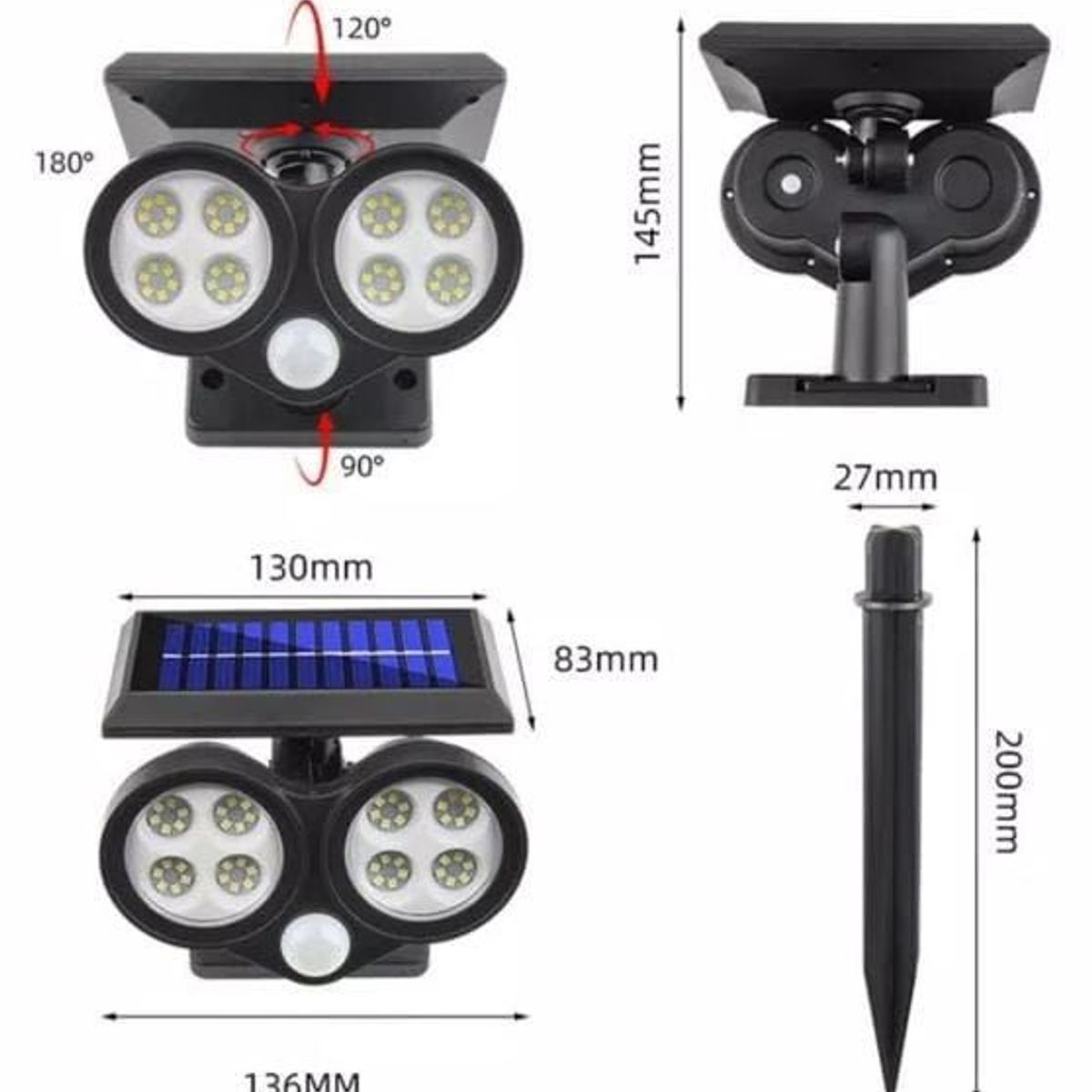 OEM - Reflector Solar con Sensor de Movimiento Luces de Césped