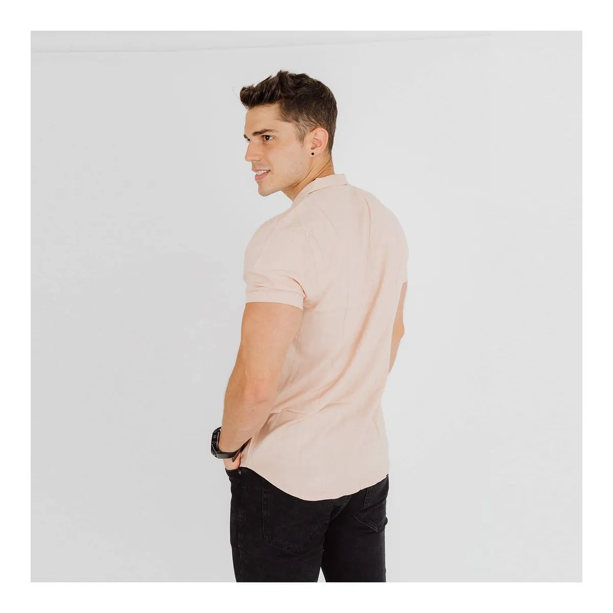 TROPIKL - Camisa Hawaiana Pale Rose Linen Slim Fit Hombre