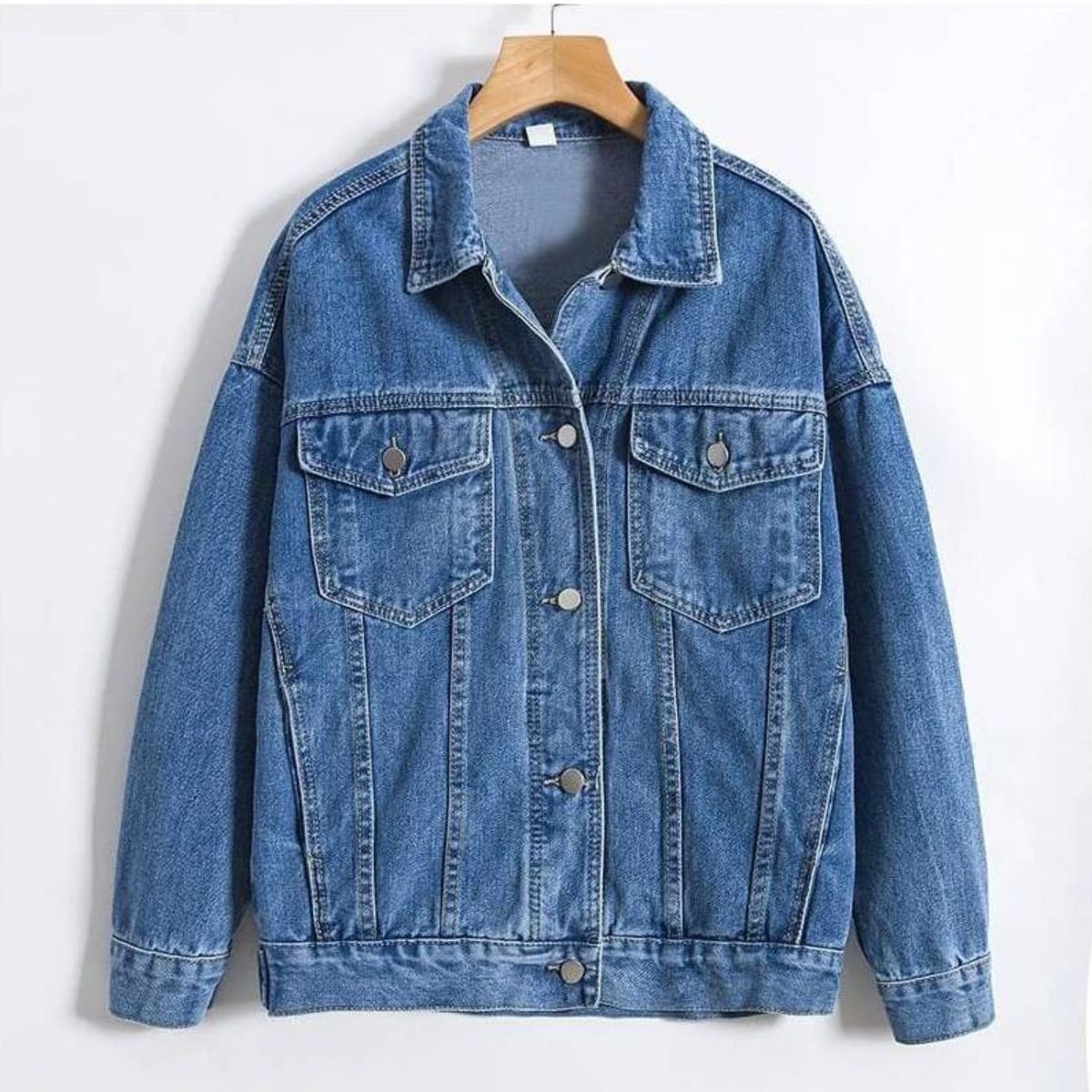 PEACE AND LOVE - Casaca Jean Oversize Mujer Estampada