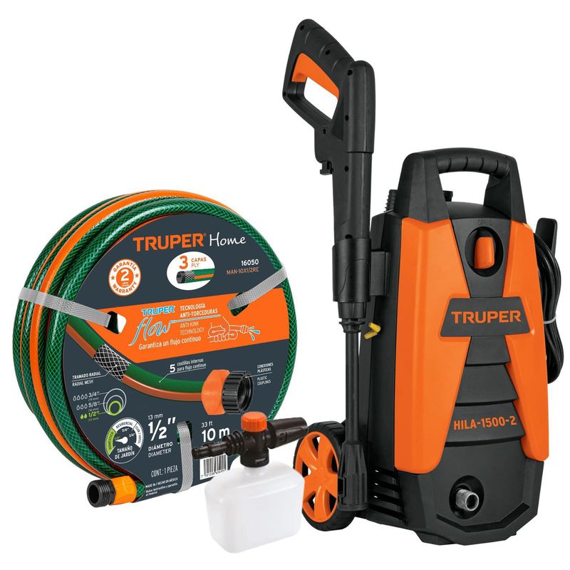 TRUPER - Hidrolavadora Portatil 1500 PSI + Manguera 10 metros Truper