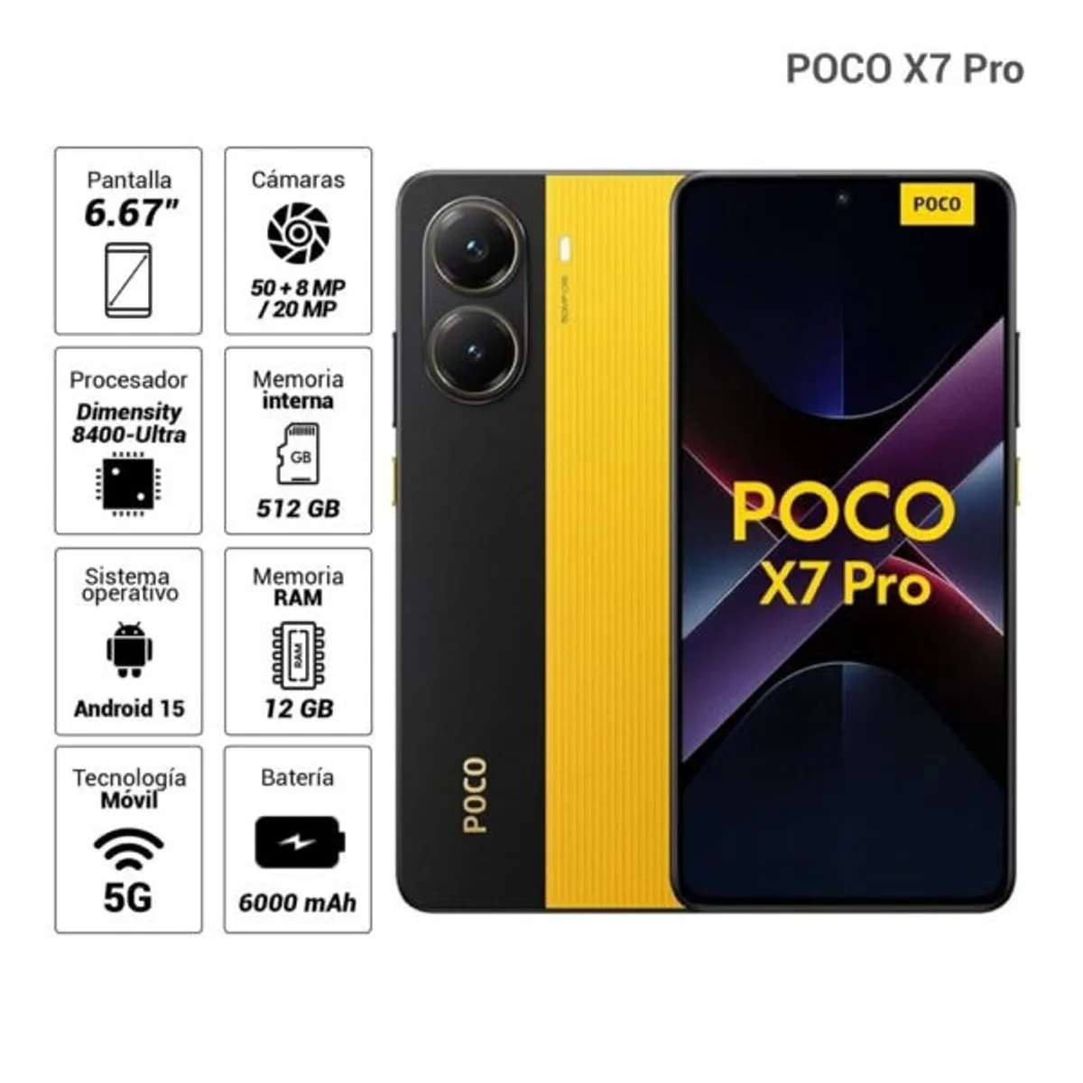 XIAOMI - XIAOMI POCO X7 PRO 5G  12GB 512GB  NUEVO LIBRE - AMARILLO