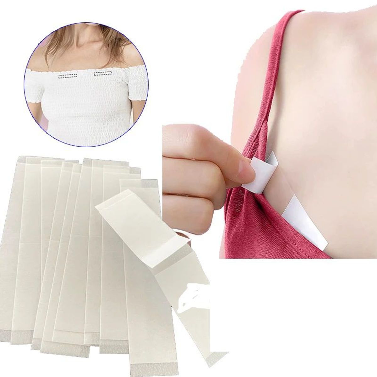 GENERICO - pack de 35 UNID - Cinta adhesiva doble cara para ropa vestidos