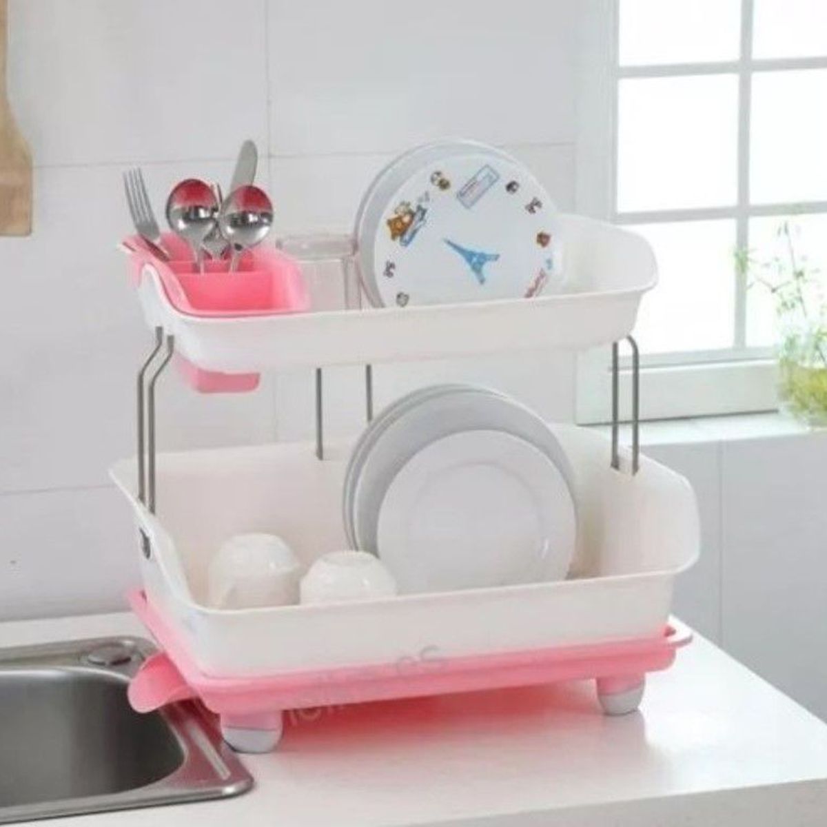 GENERICO - Escurridor de platos  con sistema de drenaje de 2 niveles de calidad