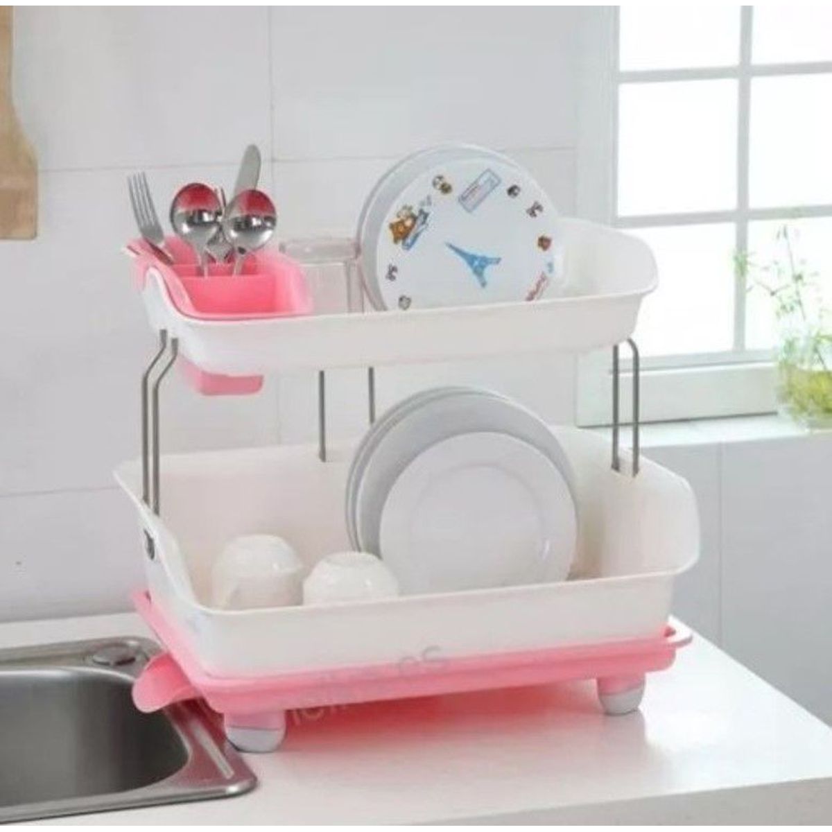 GENERICO - Escurridor de platos  con sistema de drenaje de 2 niveles de calidad