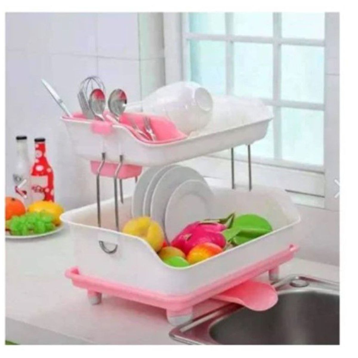 GENERICO - Escurridor de platos  con sistema de drenaje de 2 niveles de calidad