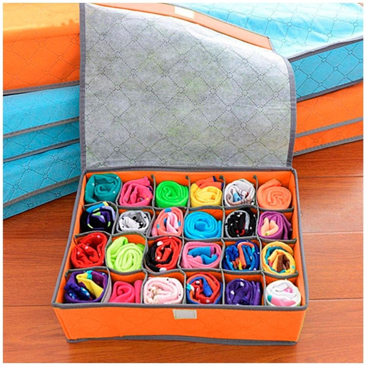 MINARI - Organizador de Medias Ropa Interior con Tapa 24 Espacios NJ 490V