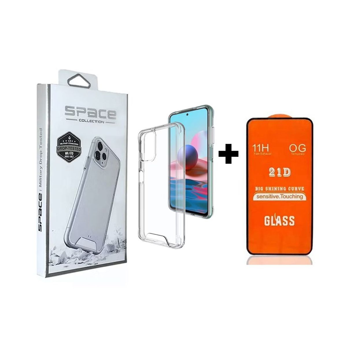 SPACE - Case Space Anticaida + Vidrio Templado Xiaomi Note 10 /10sTransparente