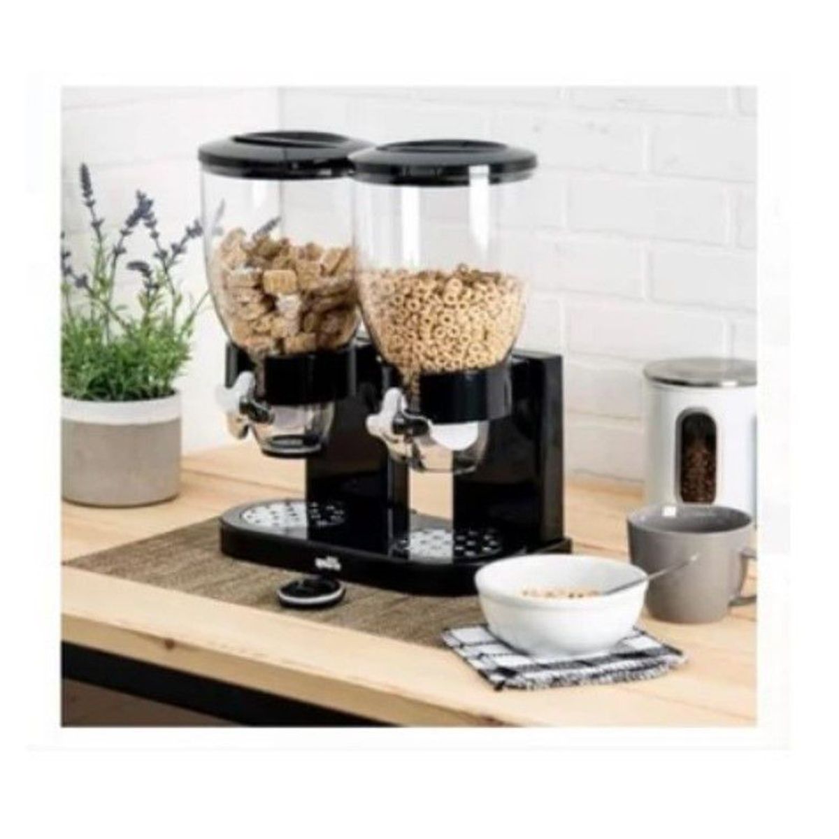 GENERICO - Dispensador de cereales dobles negro de calidad