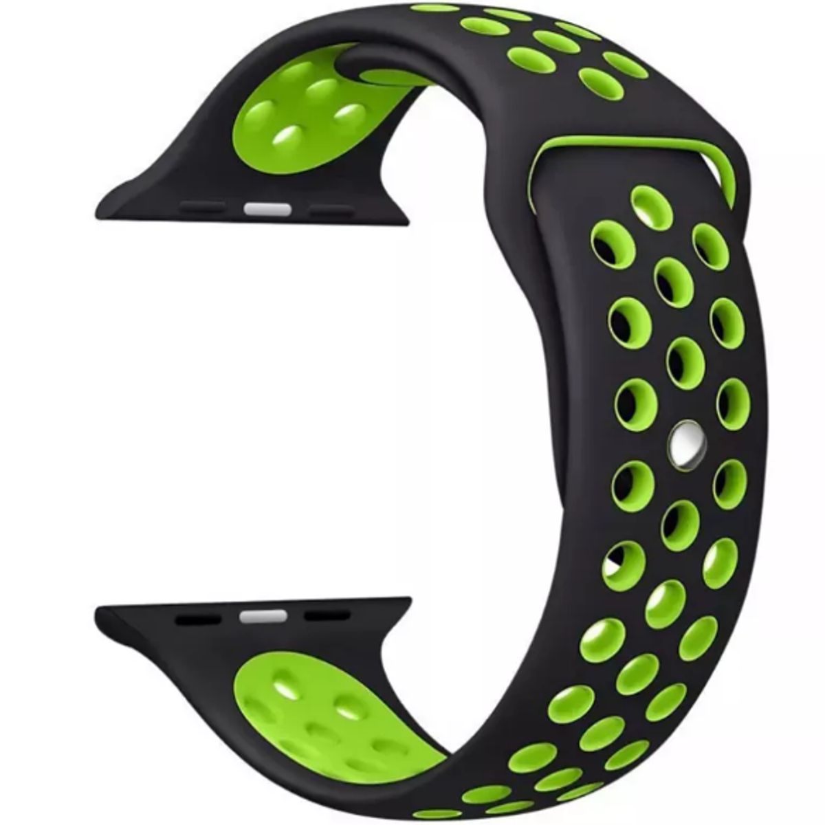 GENERICO - Correa Sport Deportiva Silicona para Apple Watch VERDENEGRO 38mm