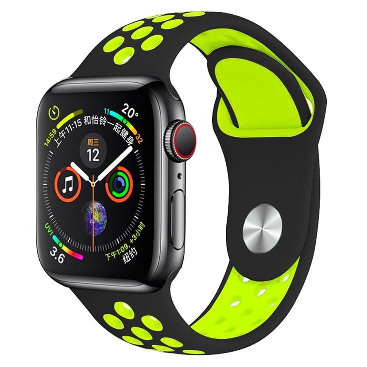 GENERICO - Correa Sport Deportiva Silicona para Apple Watch VERDENEGRO 38mm