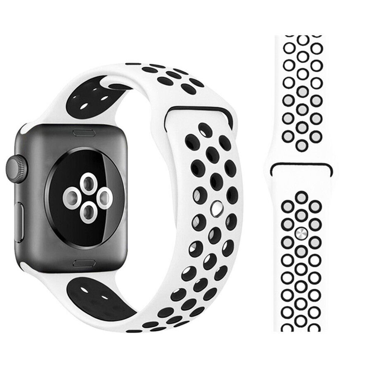 GENERICO - Correa Sport Deportiva Silicona para Apple Watch BLANCO 38mm