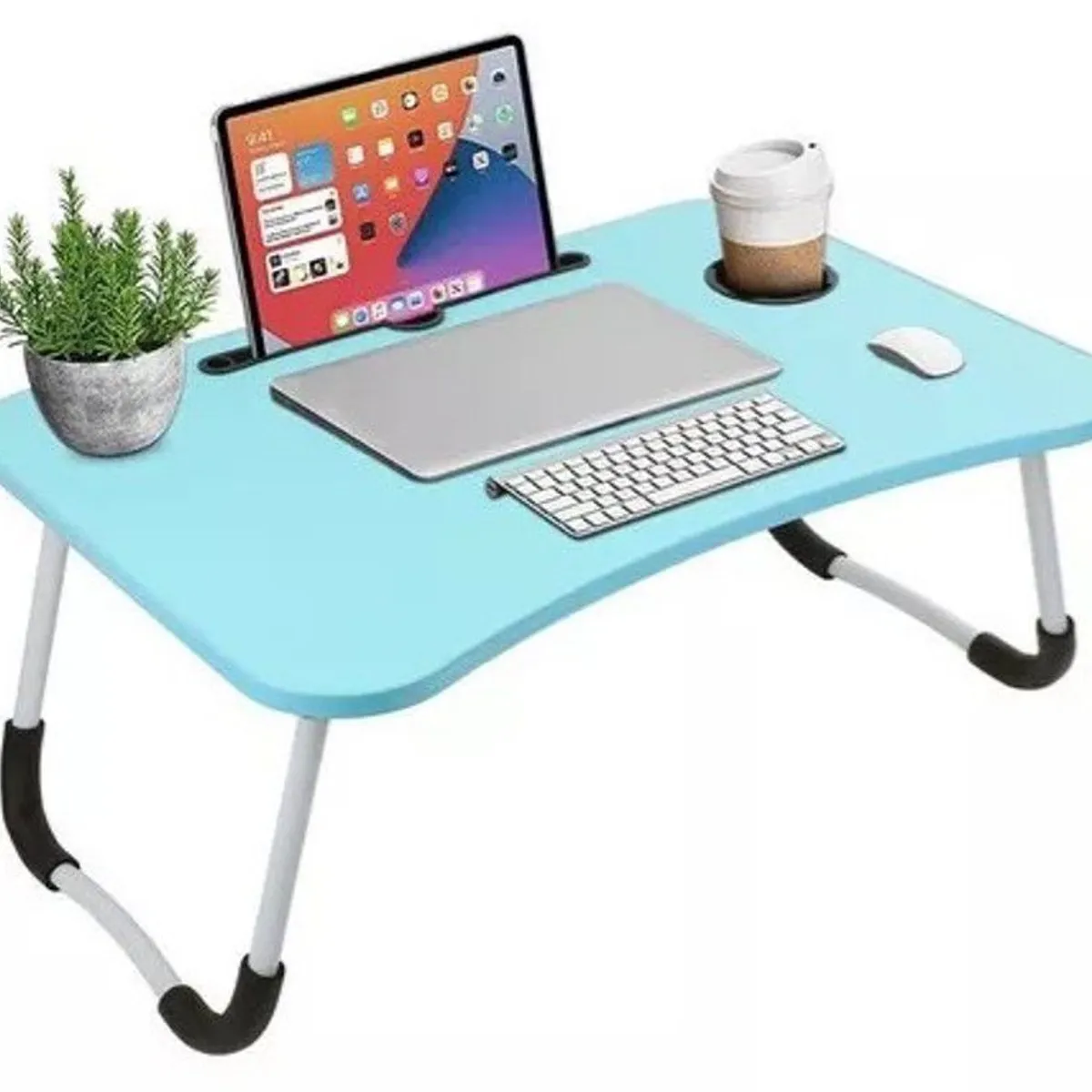 GENERICO - Mesa plegable para laptop celeste  Posavaso