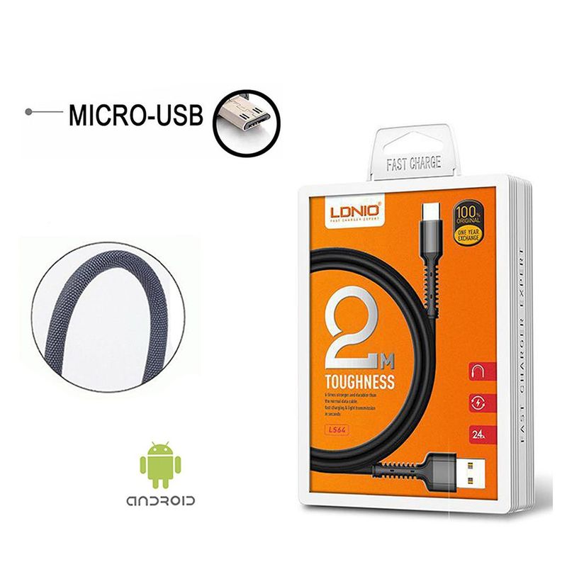 LDNIO - Cable Micro Usb V8 Fast Charge 2mt Ldnio Anti Quebraduras