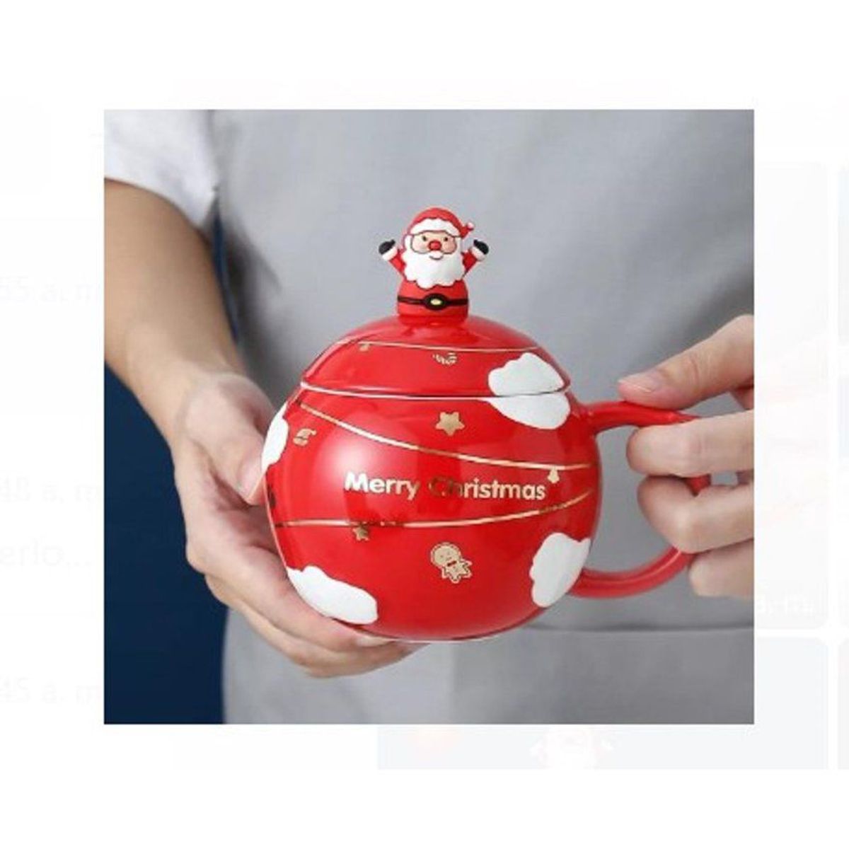 GENERICO - Tazas navideñas de ceramca rojo