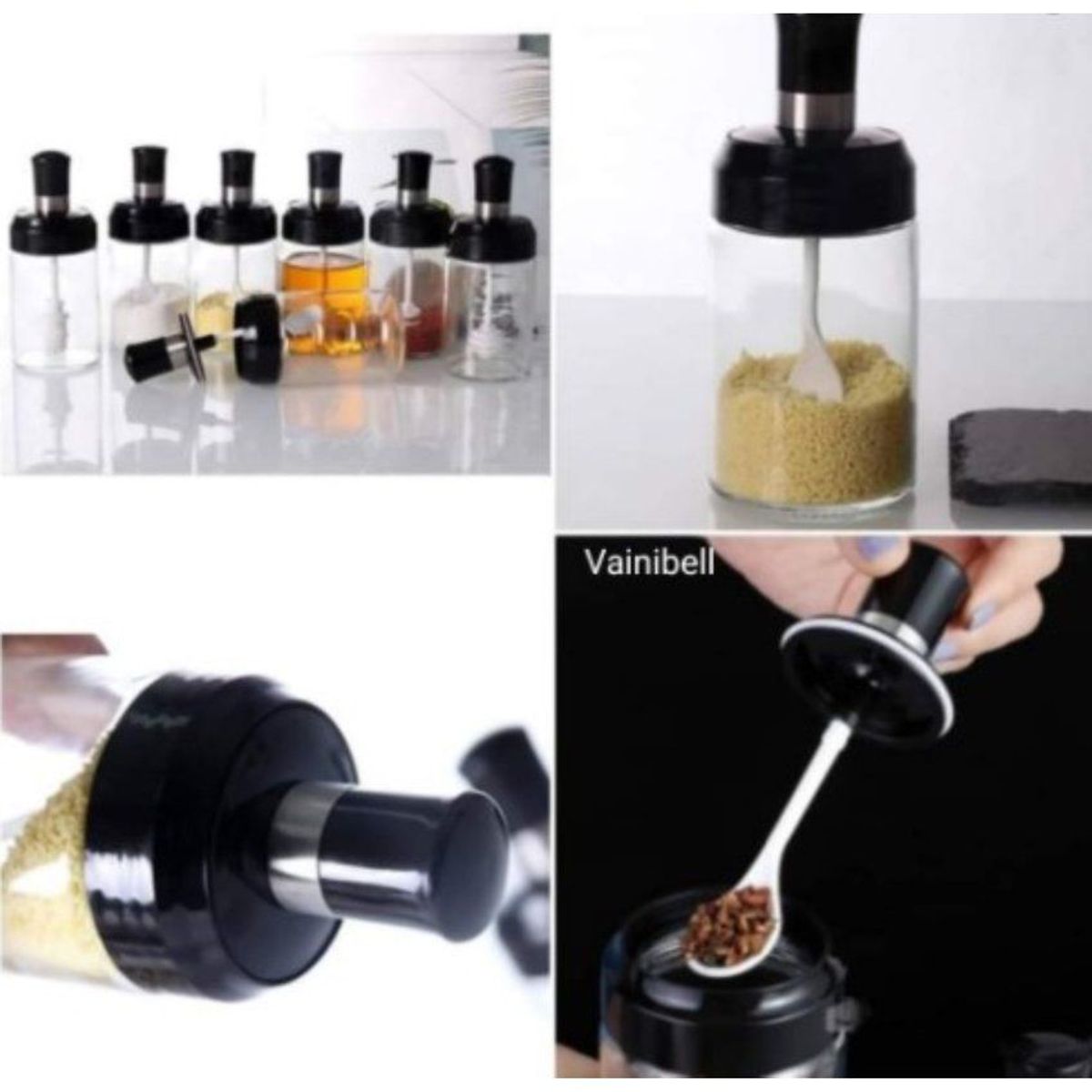 GENERICO - Set x 3 frascos condimenteros  de vidrio  elegante diseño