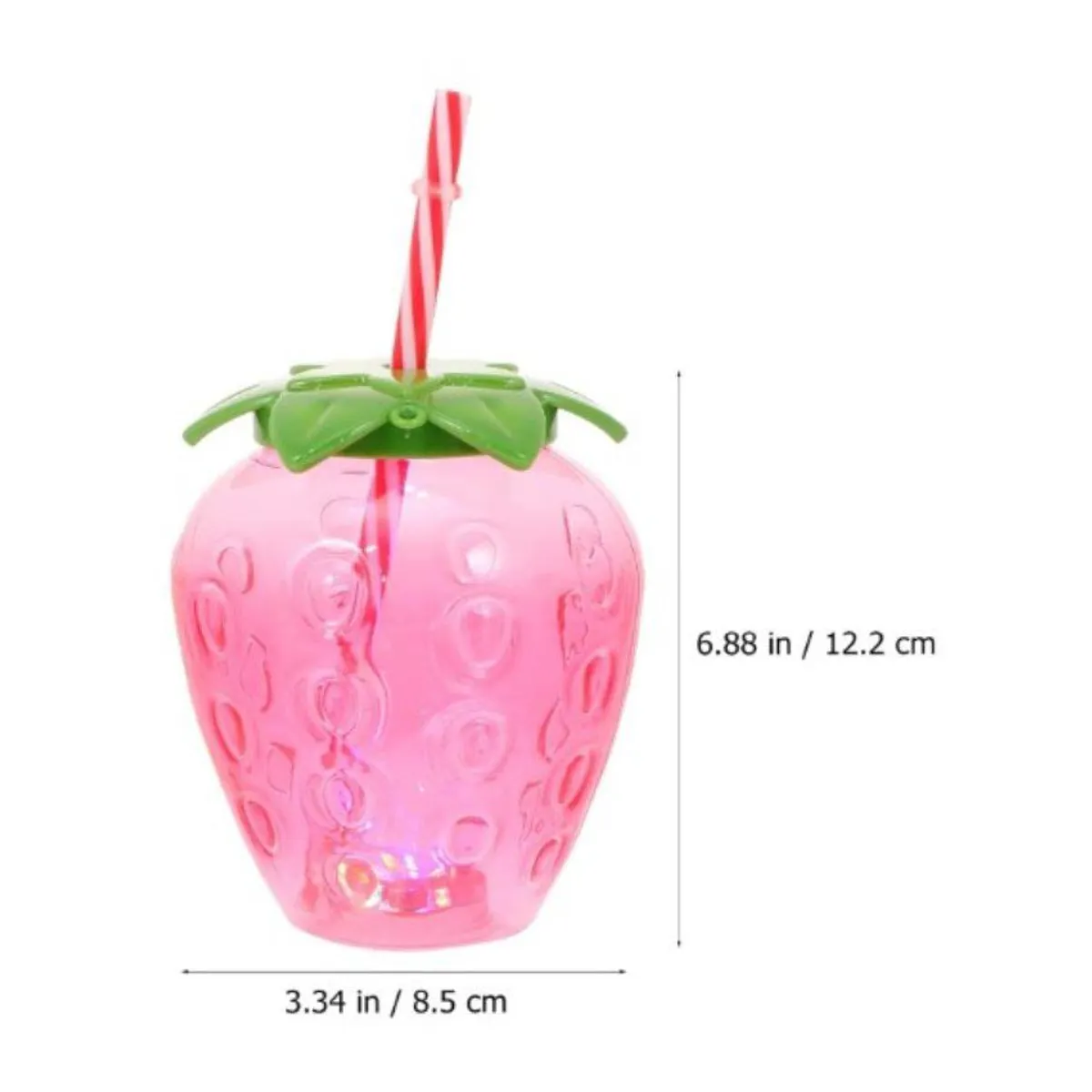 GENERICO - Vaso de fresa con luz led de pajita para zumo de bebidas tropicales