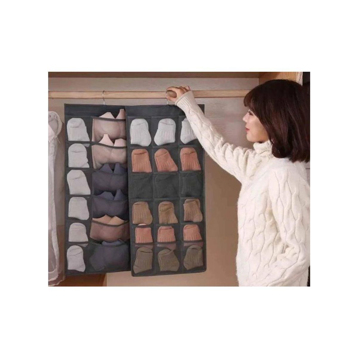 GENERICO - Organizador colgante de doble cara de ropa interior - celeste