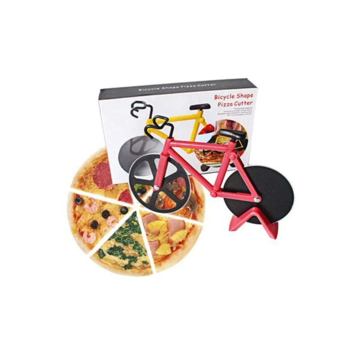GENERICO - Cortador de pizza dual con forma de bicicleta