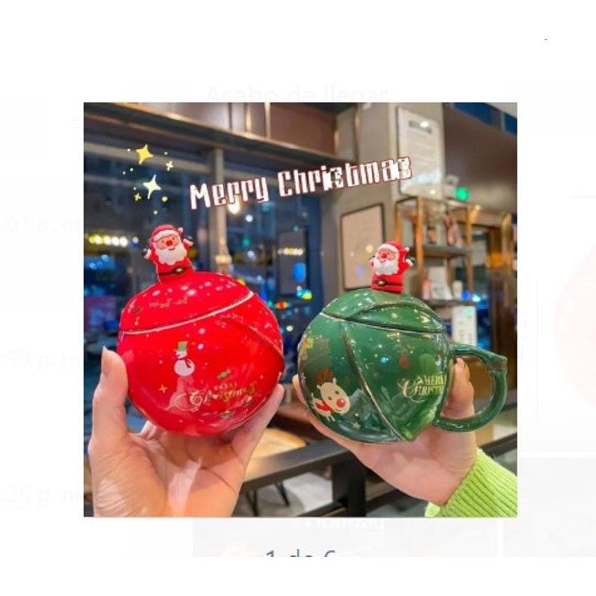 GENERICO - Tazas navideñas de ceramica de calidad roja