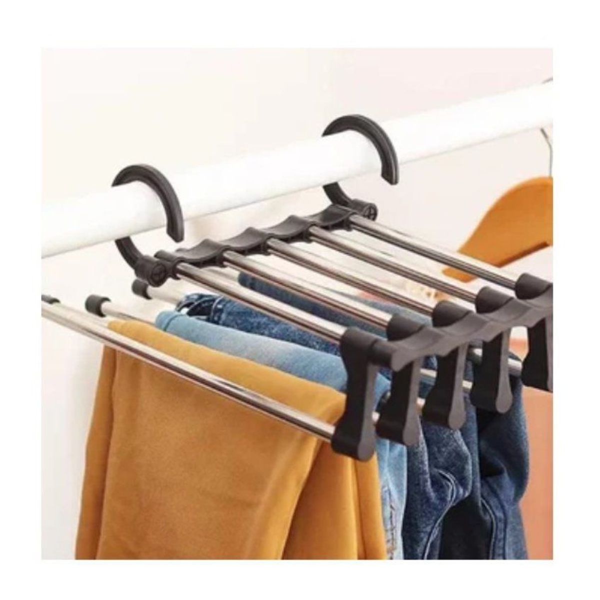 GENERICO - Perchero organizador pantalones plegable armario acero 5 en 1