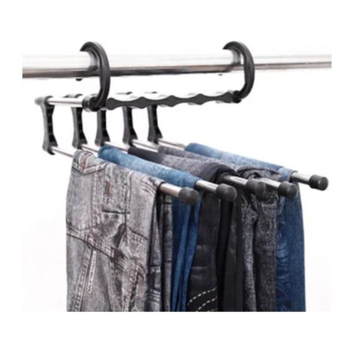 GENERICO - Perchero organizador pantalones plegable armario acero 5 en 1
