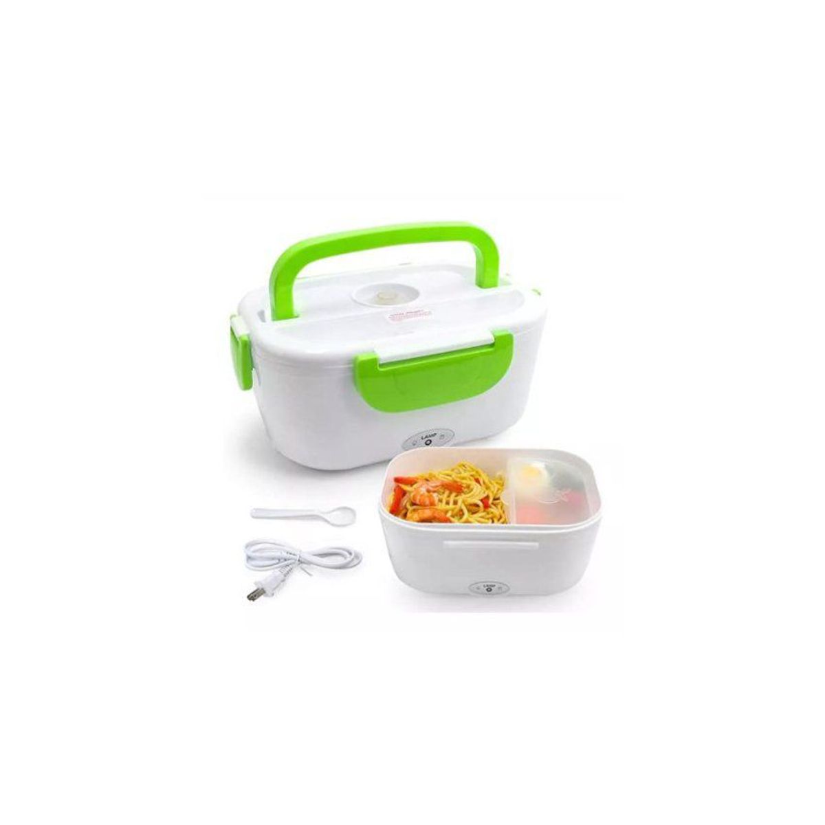 GENERICO - Lonchera electrica portatil  verde + cucharita
