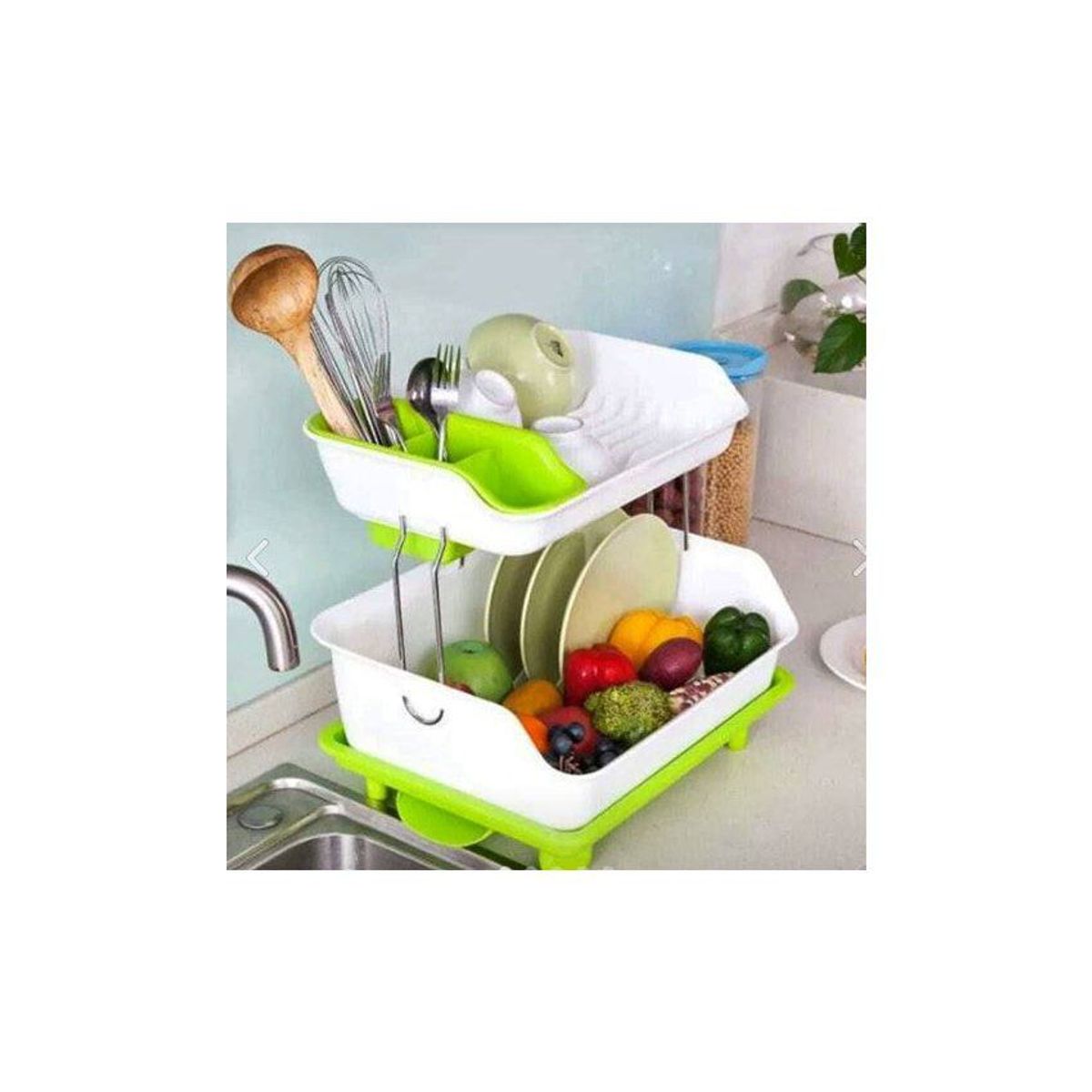 GENERICO - Escurridor de platos dos niveles con drenaje