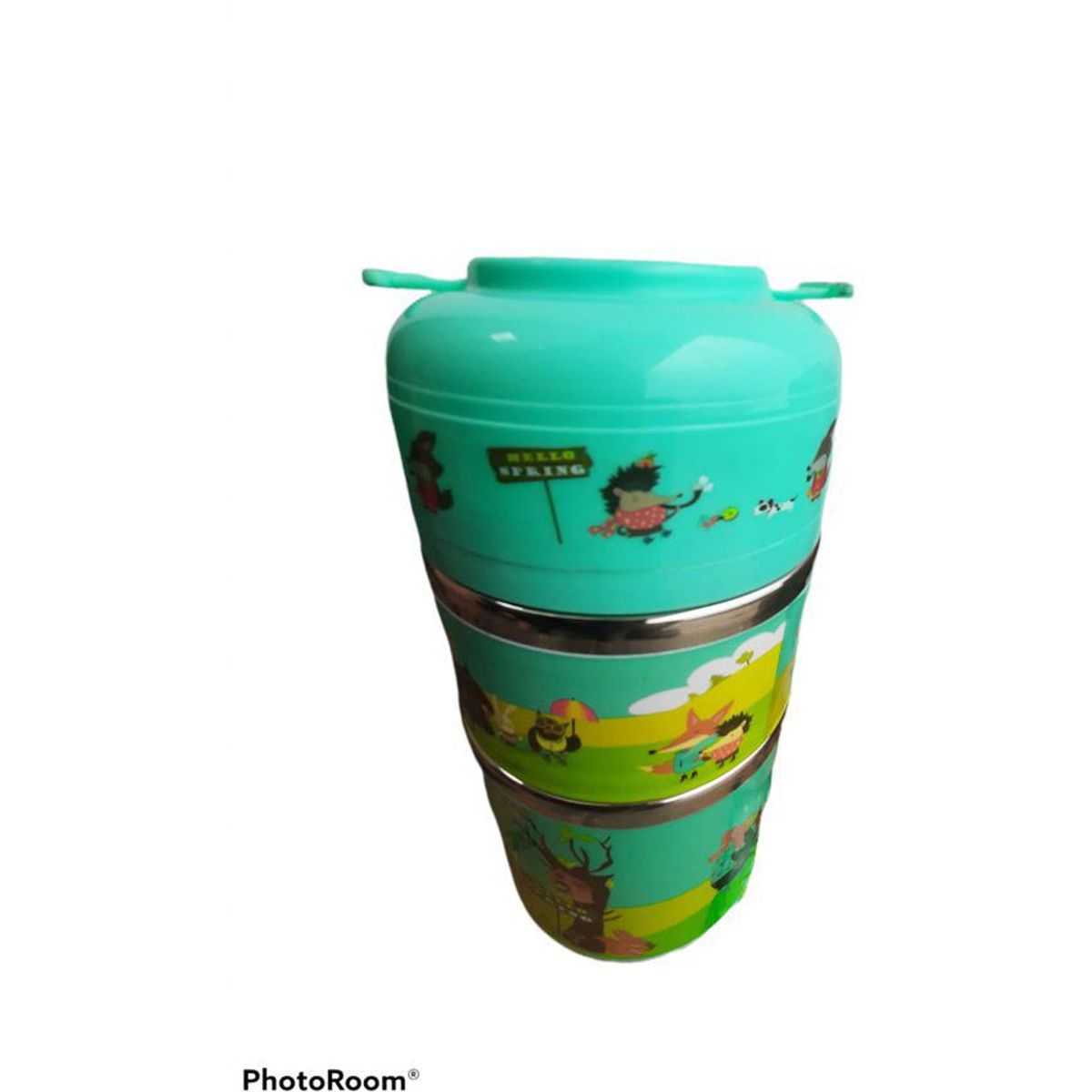 GENERICO - Lonchera portátil infantil fiambrera 3 capas térmico aislado celeste