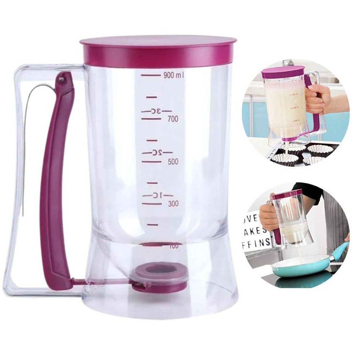 GENERICO - Jarra dispensador de masa para panqueques y postres 900ml