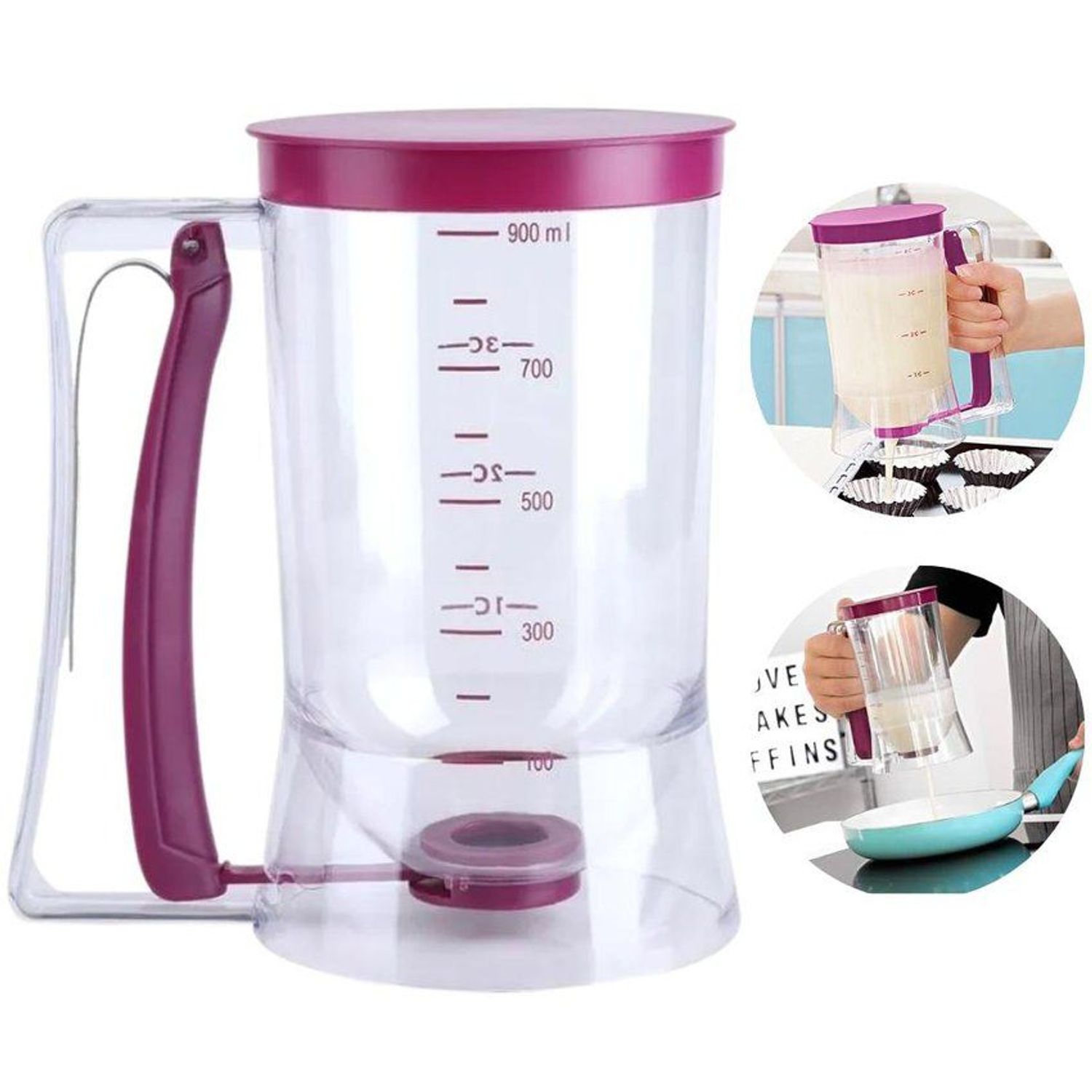 Dispensador De Masa 900 Ml: Porcionador Manual Para Panqueques Y Gofres Con Báscula (ABS, Fácil Limpieza)