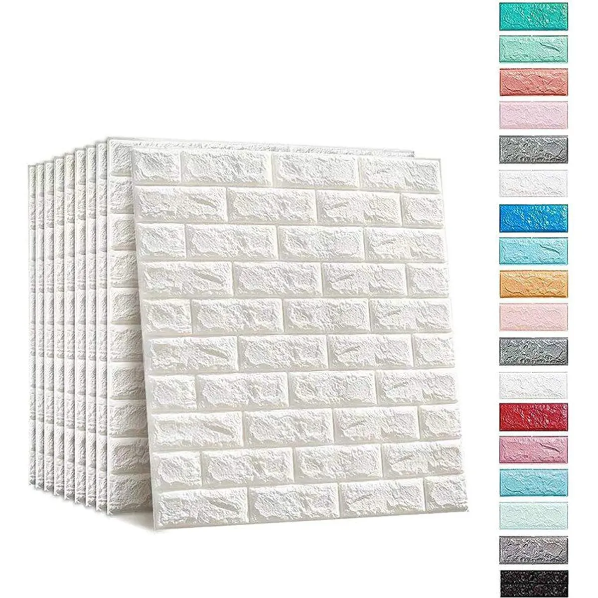 GENERICO - Papel tapiz ladrillo decorativo 3d autoadhesivo 7mm - color blanco